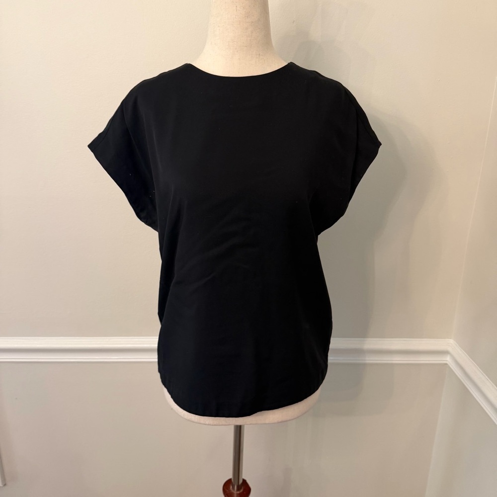 &other stories black crepe drape blouse with zippered back detail- Size 4